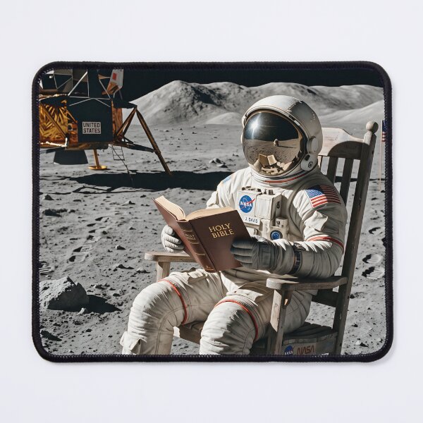 Item preview, NASA astronaut reading the bible on the moon designed and sold by WiseBow.