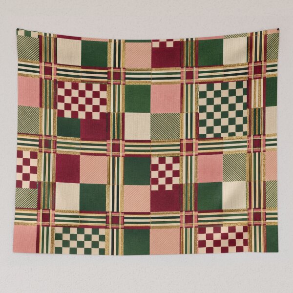 Item preview, Vintage Christmas Patchwork Plaid Pattern designed and sold by Dream Bloom Gallery.