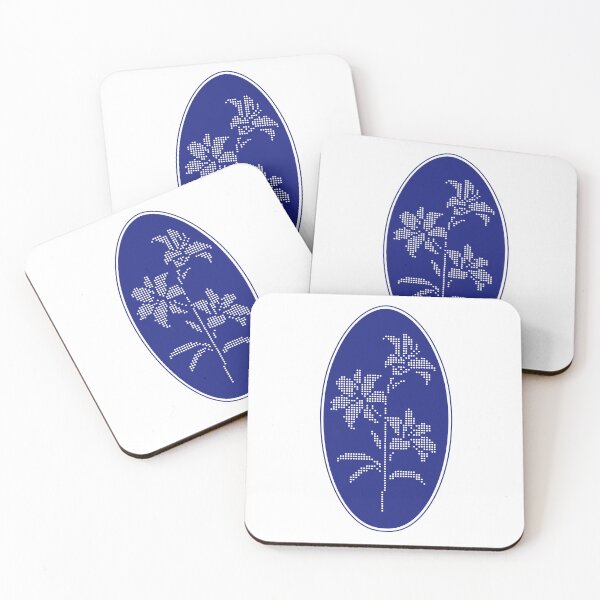 Item preview, Vintage Blue Botanical Floral Motif in Oval Frame - 39 designed and sold by ivyysophia.