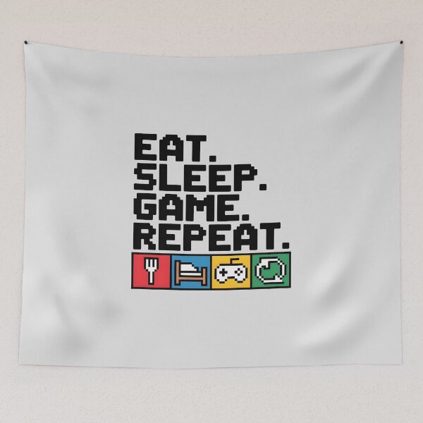 Item preview, Eat Sleep Game Repeat – Retro Gamer Quote designed and sold by Jollys-ArtShop.