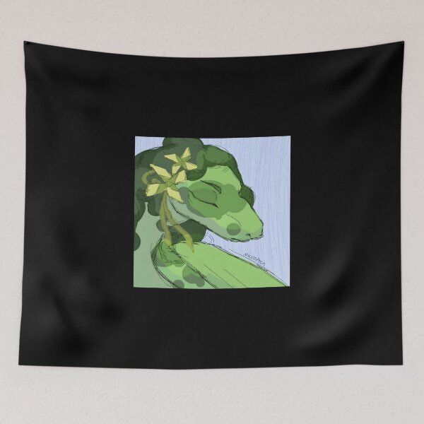Item preview, Gentle Green Dragon with Yellow Flowers Digital Art designed and sold by Fibi-studio.