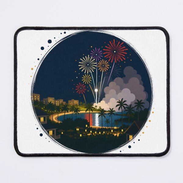 Item preview, Tropical Fireworks Night – Colorful Ocean Celebration Retro Art designed and sold by GeEeN.