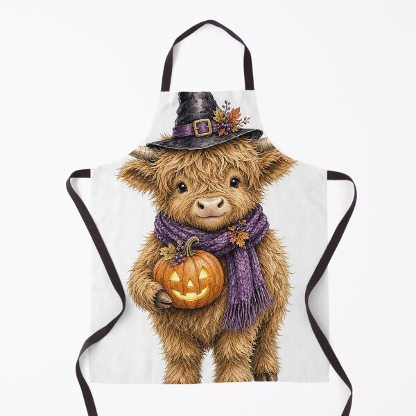 Item preview, Witchy Highland Cow with Jack-O’-Lantern designed and sold by MFMart.