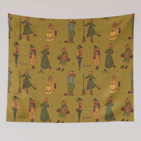 Item preview, Pumpkin Ladies - Autumn Pattern designed and sold by Tinefer1111.