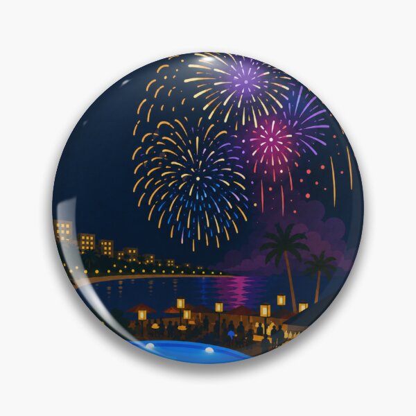 Item preview, Tropical Fireworks Paradise – Colorful Summer Night Ocean Art designed and sold by GeEeN.