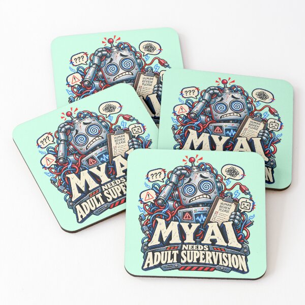 Item preview, My AI Needs Adult Supervision - Funny Robot Tech Humor designed and sold by Ink and Wink.