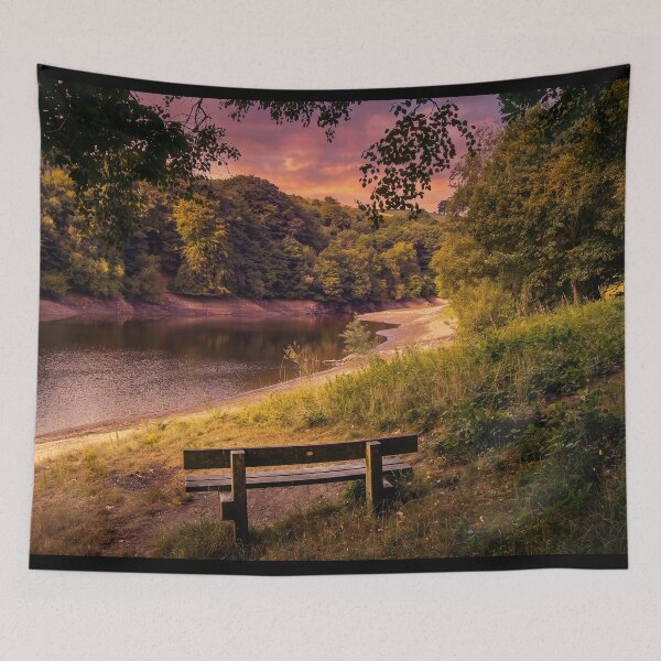 Item preview, Peaceful Sunset Bench Overlooking Ryburn Reservoir designed and sold by ArtworkNorth.