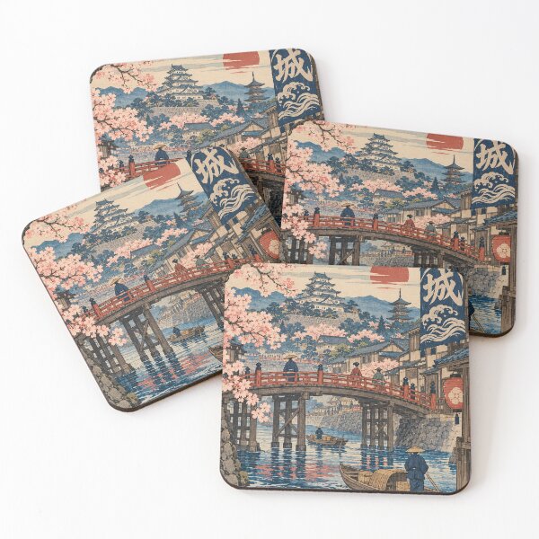 Item preview, Ancient Japan - Castle Town River with Cherry Blossoms designed and sold by bapupa.