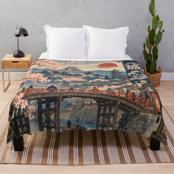 Item preview, Ancient Japan - Castle Town River with Cherry Blossoms designed and sold by bapupa.