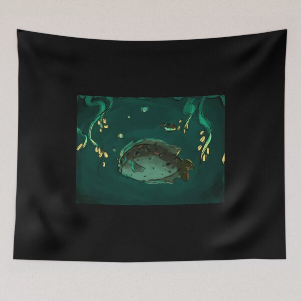 Item preview, Underwater Scene With Pufferfish And Glowing Seaweed designed and sold by lcnsdjstrtrystd.