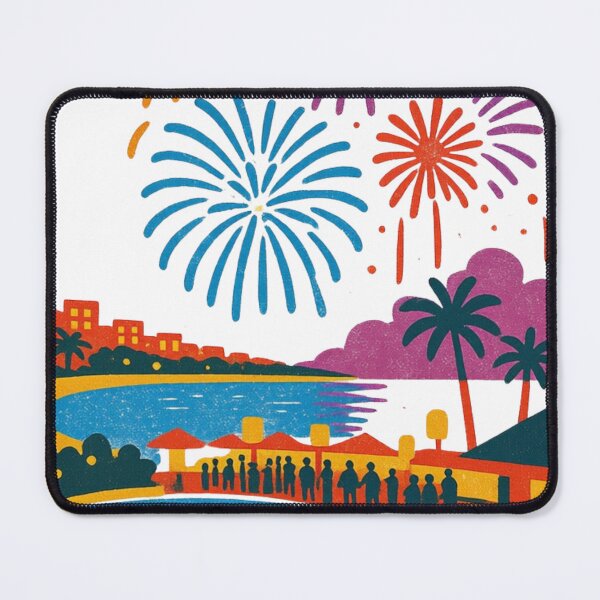 Item preview, Tropical Fireworks Celebration – Colorful Retro Beach Party Art designed and sold by GeEeN.
