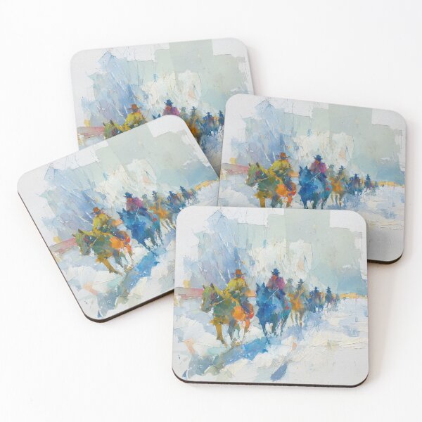 Item preview, Horse Riders Crossing a Snowy Winter Field designed and sold by solynneart.
