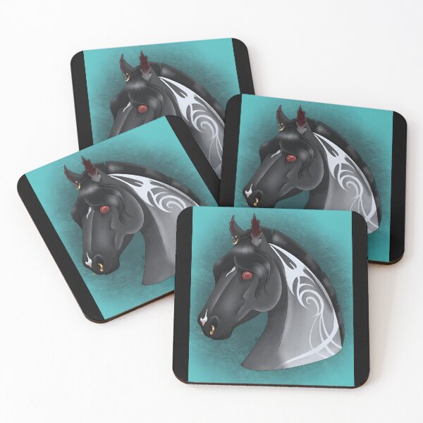 Item preview, Fantasy Black Horse with Red Eyes and Tribal Markings designed and sold by Fibi-studio.