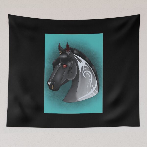 Item preview, Fantasy Black Horse with Red Eyes and Tribal Markings designed and sold by Fibi-studio.