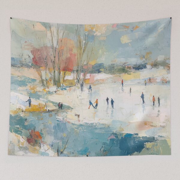 Item preview, Ice Skaters on a Frozen Winter Pond designed and sold by solynneart.