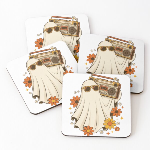 Item preview, Retro Boombox Ghost – Groovy 70s Music Ghost with Sunglasses & Flowers designed and sold by Alchemy8House.