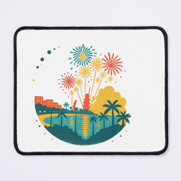 Item preview, Tropical Fireworks Paradise – Colorful Retro Ocean Celebration Art designed and sold by GeEeN.