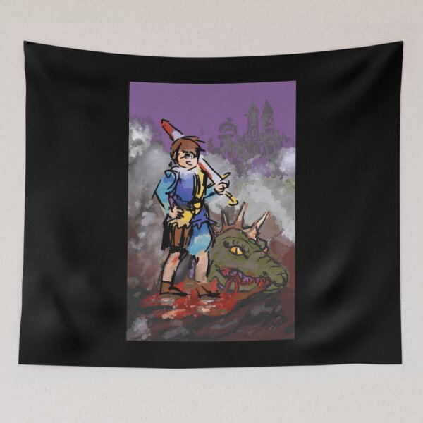 Item preview, Fantasy Hero With Sword and Dragon Head Illustration designed and sold by lcnsdjstrtrystd.