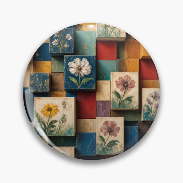 Item preview, Botanical Blocks Colorful Floral Mosaic designed and sold by Arjen Roos.