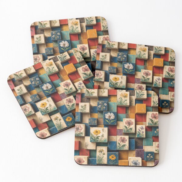Item preview, Botanical Blocks Colorful Floral Mosaic designed and sold by Arjen Roos.
