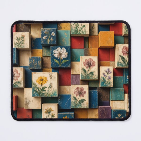 Item preview, Botanical Blocks Colorful Floral Mosaic designed and sold by Arjen Roos.