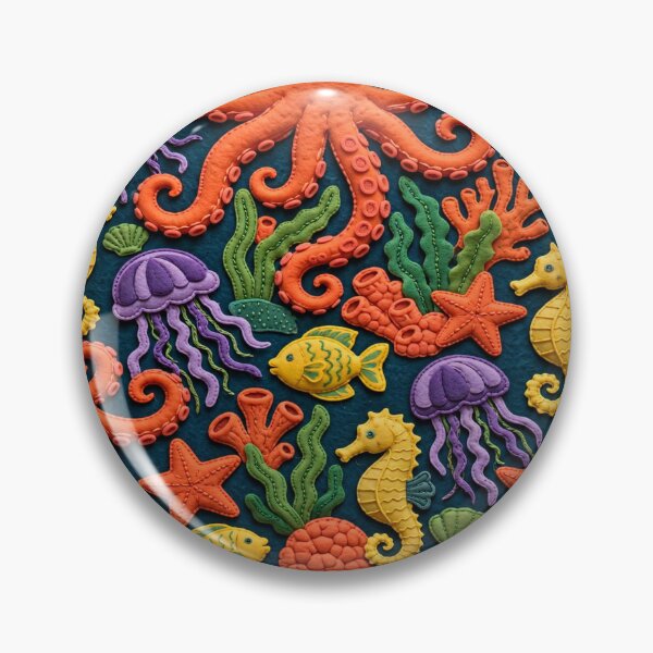 Item preview, Cute Felt Ocean Creatures Seamless Pattern Marine Graphic designed and sold by  One City Two Children Studio.