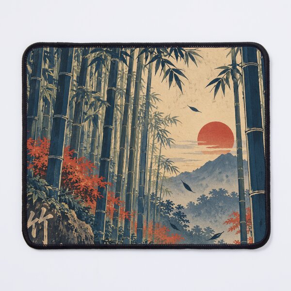 Item preview, Japanese Bamboo Forest - Stone Lantern Path at Sunset designed and sold by bapupa.