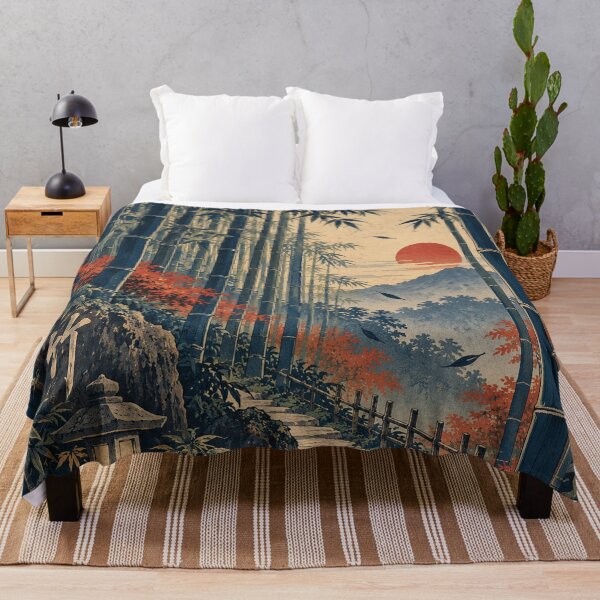 Item preview, Japanese Bamboo Forest - Stone Lantern Path at Sunset designed and sold by bapupa.