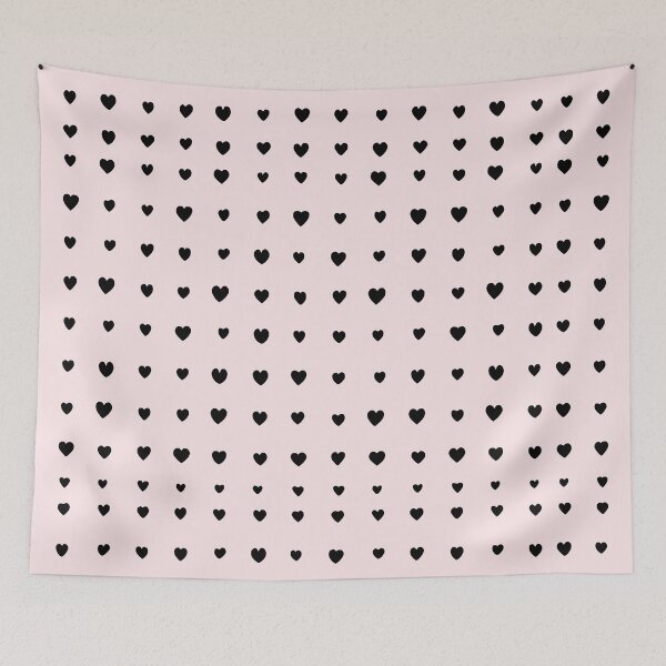 Item preview, Minimalist Tiny Black Hearts Pattern - Pastel Blush Pink Cute Aesthetic Decor    designed and sold by UniqueDesign751.