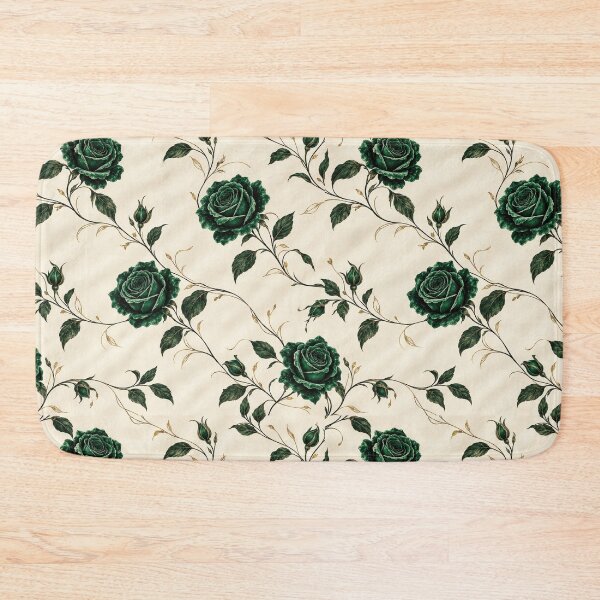 Item preview, Estampado floral de lujo de rosas verde esmeralda designed and sold by ANALOG MISCHIEF.