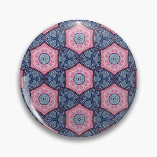 Item preview, Vibrant Coral Pink Slate Blue Indigo Honeycomb Starburst Mosaic Mandala - Duvet Cover designed and sold by ArithraStudio.