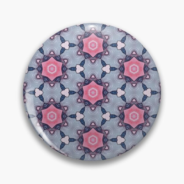 Item preview, Coral Pink Starburst Slate Blue Indigo Hexagonal Mosaic Mandala - Duvet Cover designed and sold by ArithraStudio.