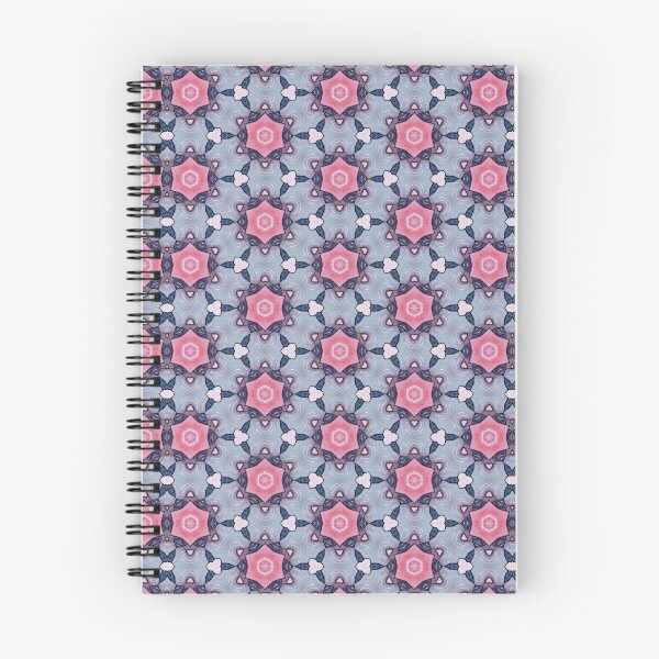 Item preview, Coral Pink Starburst Slate Blue Indigo Hexagonal Mosaic Mandala - Duvet Cover designed and sold by ArithraStudio.