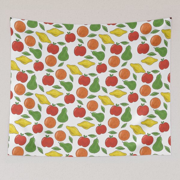 Item preview, Colorful fruit Pattern with apples pears and lemons designed and sold by naturerafa.