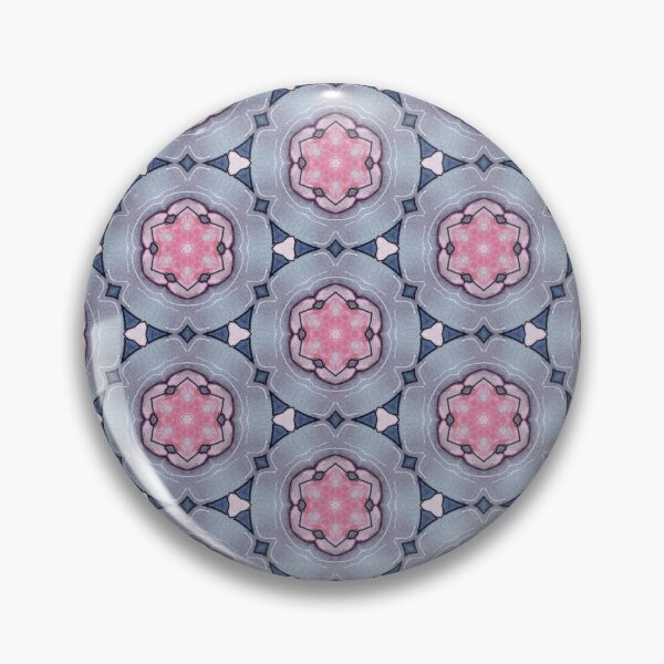 Item preview, Coral Pink Slate Blue Medallion Hexagonal Starburst Mosaic Mandala - Duvet Cover designed and sold by ArithraStudio.