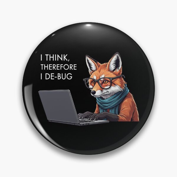 Item preview, I Think Therefore I Debug Design – Nerdy Fox Programmer Illustration designed and sold by Luminari Creations.
