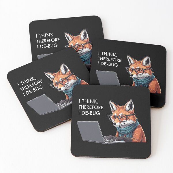 Item preview, I Think Therefore I Debug Design – Nerdy Fox Programmer Illustration designed and sold by Luminari Creations.
