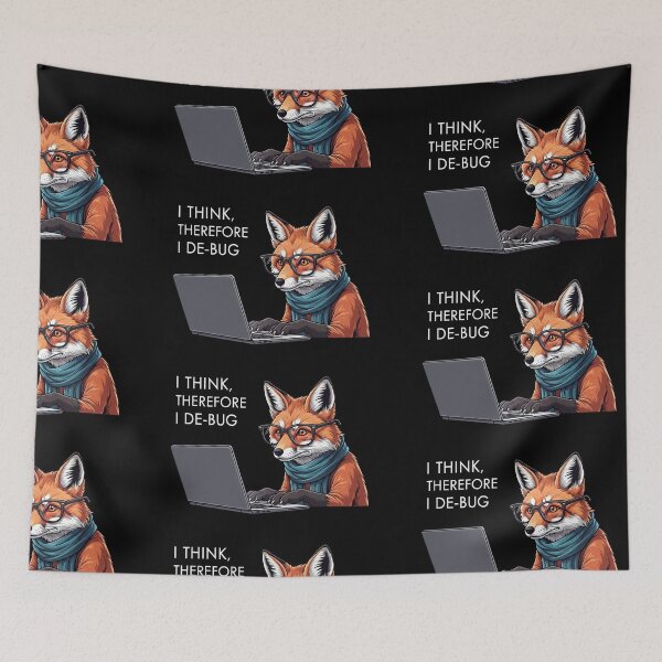 Item preview, I Think Therefore I Debug Design – Nerdy Fox Programmer Illustration designed and sold by Luminari Creations.