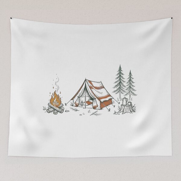 Item preview, camping — Expressive line art Artwork designed and sold by DigitalGraphic1.