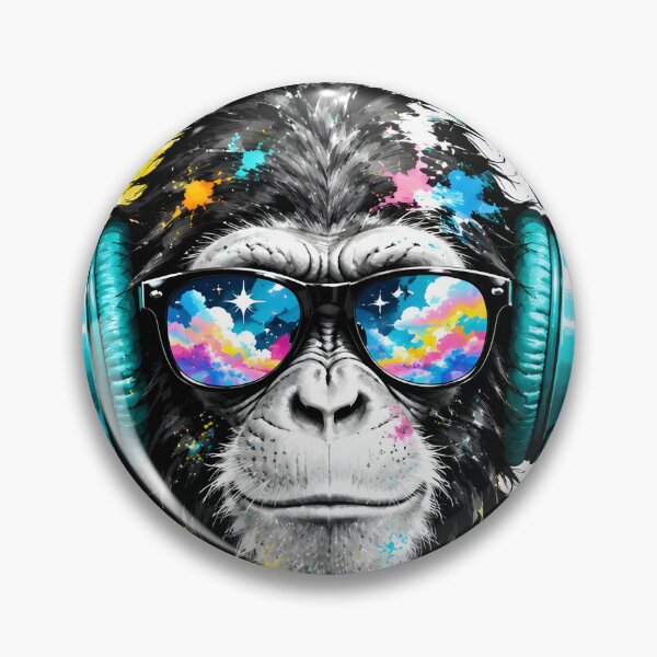 Artikelvorschau, DJ Chimp Color Splash Painting Türkis Kopfhörer Sonnenbrille entworfen und verkauft von GrinGalore.