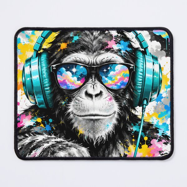 Item preview, DJ Chimp Color Splash Painting Teal Headphones Sunglasses designed and sold by GrinGalore.