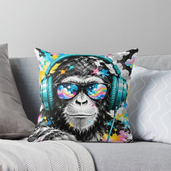 Item preview, DJ Chimp Color Splash Painting Teal Headphones Sunglasses designed and sold by GrinGalore.