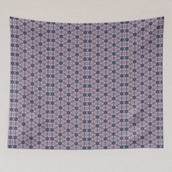 Item preview, Dusty Mauve Soft Lilac Deep Indigo Starburst Hexagonal Mosaic Mandala - Duvet Cover designed and sold by ArithraStudio.