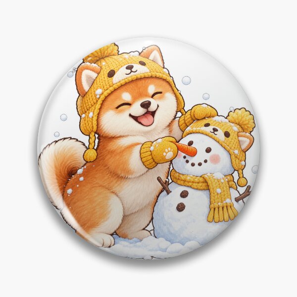 Item preview, Shiba Inu Building a Snowman Cute Christmas designed and sold by violetteskyart-vioart.