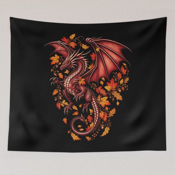 Item preview, Autumn Botanical Dragon Fall Leaves Acorn Fantasy Art designed and sold by Manti1Mandala.
