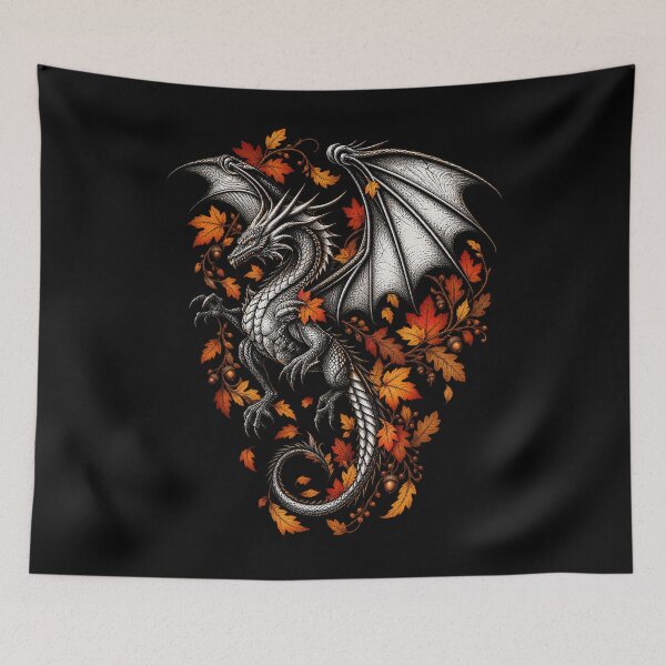 Item preview, Autumn Botanical Dragon Fall Leaves Acorn Fantasy Art designed and sold by Manti1Mandala.