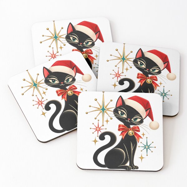 Item preview, Mid-Century Atomic Christmas Cat – Retro Modern Star Holiday Design designed and sold by Big Smile Studio.