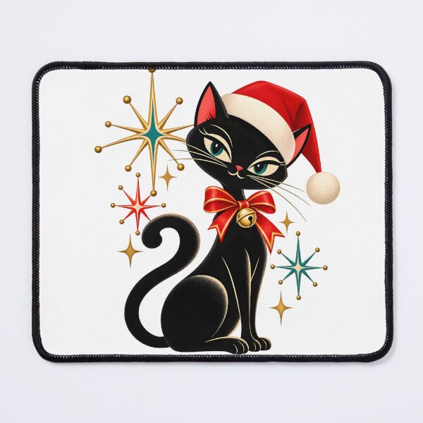 Item preview, Mid-Century Atomic Christmas Cat – Retro Modern Star Holiday Design designed and sold by Big Smile Studio.