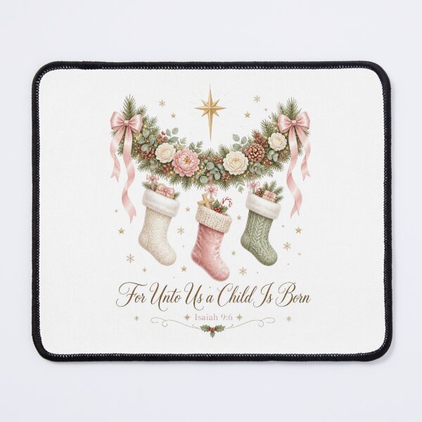 Item preview, For Unto Us a Child Is Born Isaiah 9:6 Coquette Christmas Stockings designed and sold by Panom Suavichien.