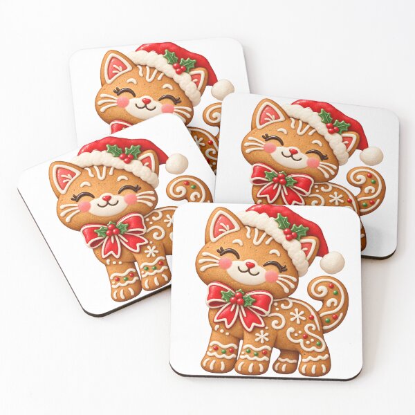 Item preview, Gingerbread Cat Cookie – Cute Retro Christmas Baking Design designed and sold by Big Smile Studio.